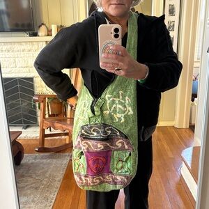 Green Bohemian Shoulder Bag/Backpack